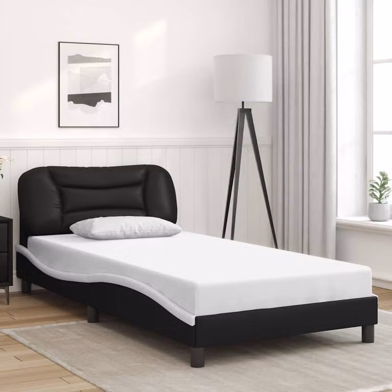 Giroletto senza materasso Hvar vidaXL in similpelle nero e bianco 100x200 cm