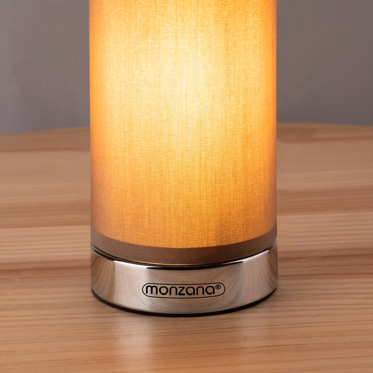 Set da 2 lampade da tavolo LED Monzana Papavero, dimmerabili, colore grigio con dettagli cromati e paralume in tessuto beige – 2