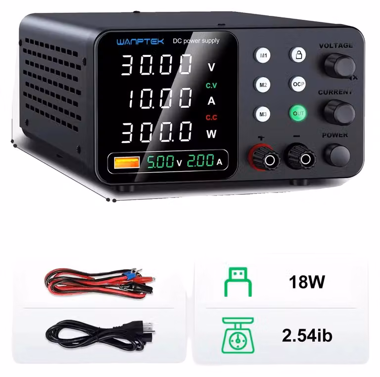 Alimentatore da laboratorio, tensione di uscita regolabile, caratteristiche di sicurezza, TPS-C 30 V 10 A 300 W