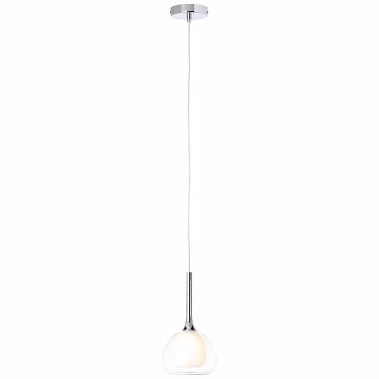 Lampada brillante Hadan a sospensione 10cm cromo/bianco-trasparente | 1x D45, E14, 40W, adatto per lampade a goccia (non incluse) | Altezza regolabile / cavo accorciabile