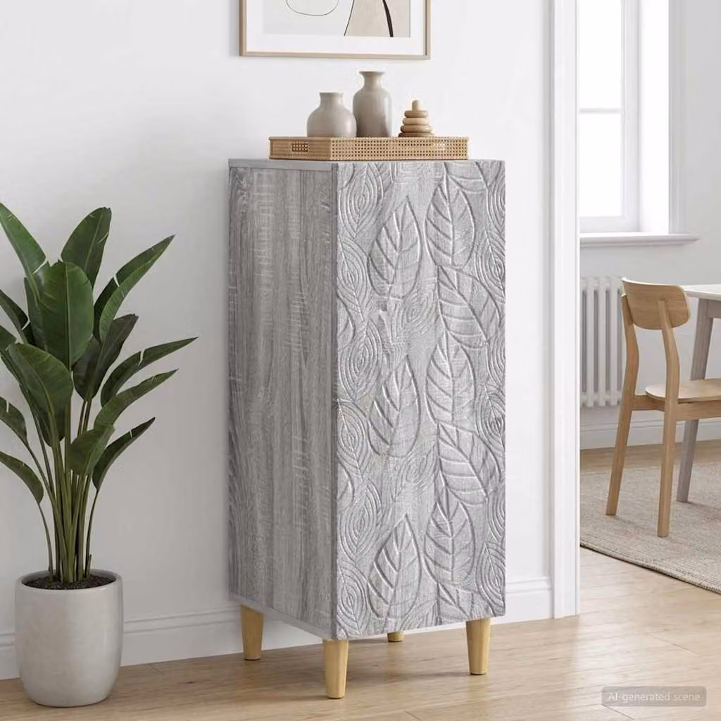 Credenza moderna vidaXL in legno ingegnerizzato color grigio, L: 33 cm, P: 34,5 cm, H: 90 cm