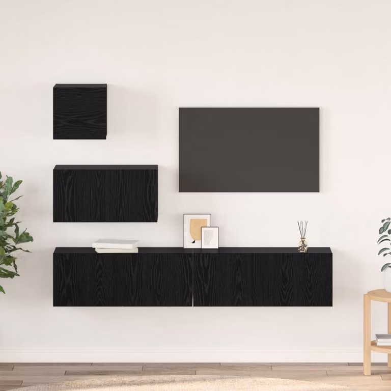 Set mobile TV moderno vidaXL in 3 pezzi, Rovere e Nero, in legno MDF per il tuo soggiorno