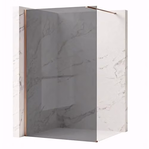 Rea - Parete Doccia Flexi Grey 90 Vetro Grigio Da 8 Mm, Rame Spazzolato, Walk-In 120X90X195Cm