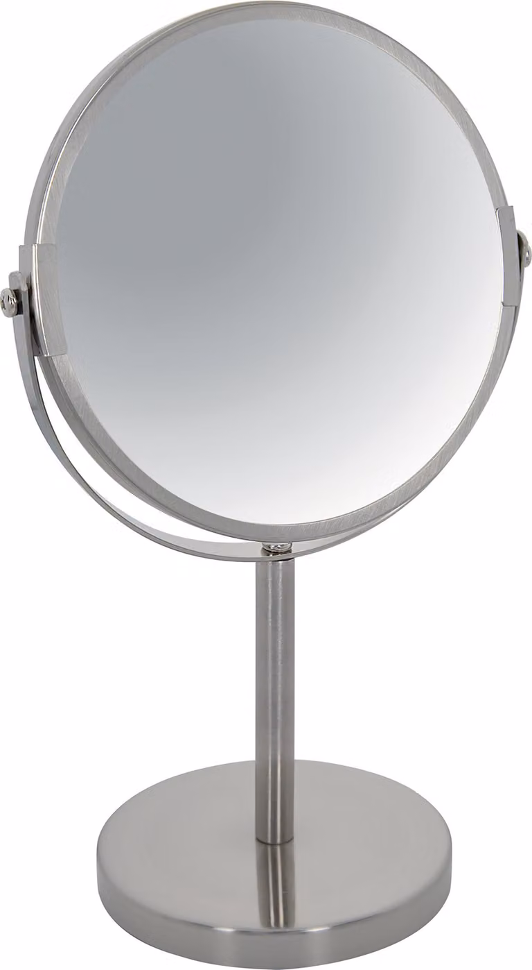 Spirella specchio per il trucco specchio cosmetico specchio da appoggio specchio da bagno "Sydney" ingrandimento 2 volte - Ø 17cm - argento opaco