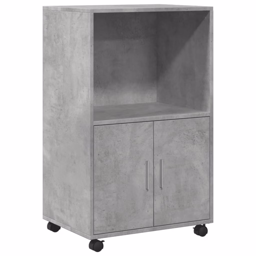 Mobiletto con Ruote Grigio Cemento 55x40x91 cm in Truciolato