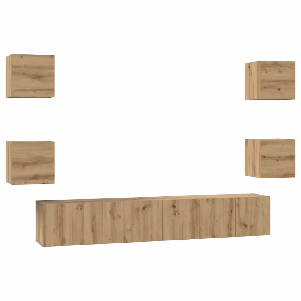 Set mobile TV moderno vidaXL in legno ingegnerizzato marrone 7 pezzi – 2