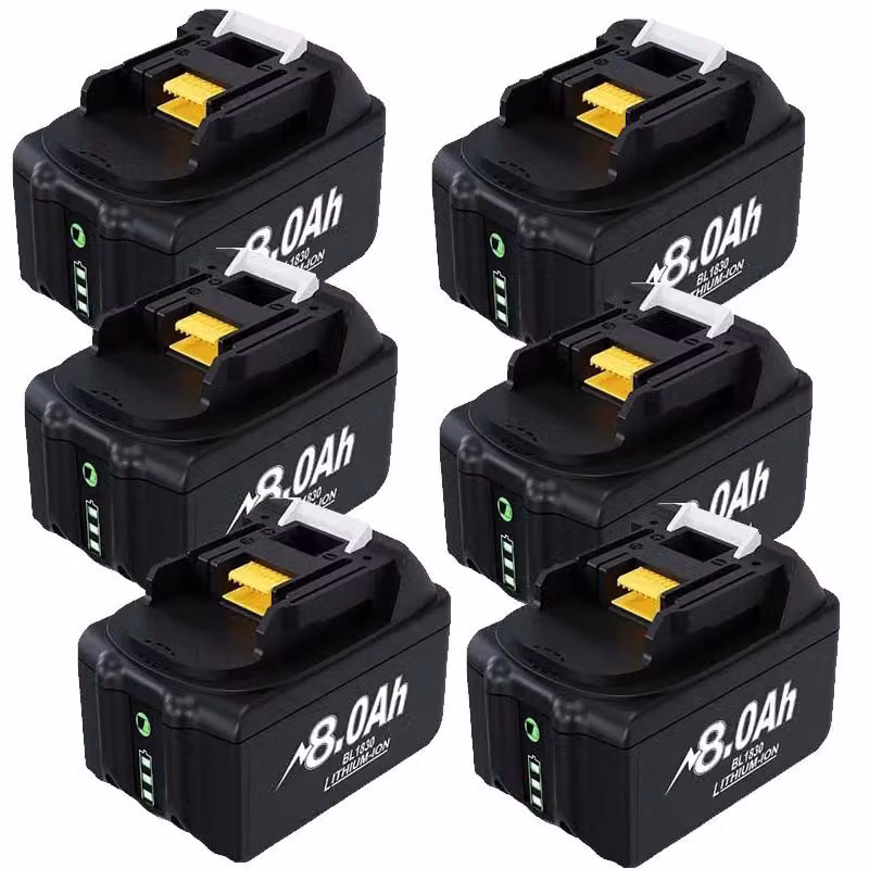 Batteria ricaricabile al litio, capacità di 8000 mAh, tensione di 18 V, confezione da 6 batterie da 8,0 Ah