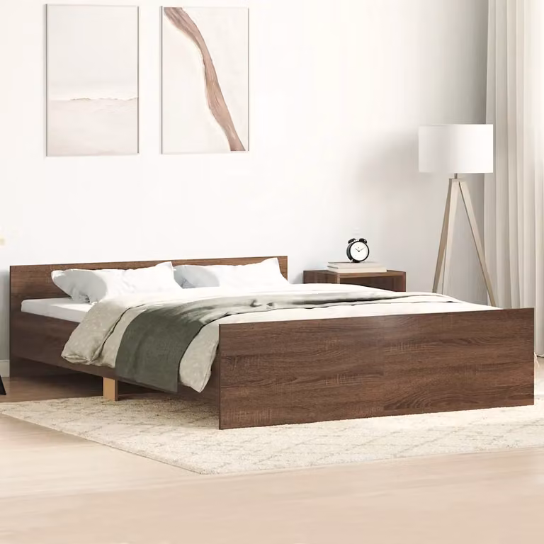 vidaXL Giroletto con Testiera e Pediera in Legno di Pino, Colore Marrone, L: 138 cm, P: 50 cm, H: 193 cm