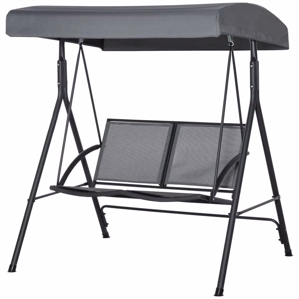 Dondolo da giardino a 2 posti Minimal con tettuccio regolabile Grigio L/P/H: 140 x 118 x 162 cm – 2