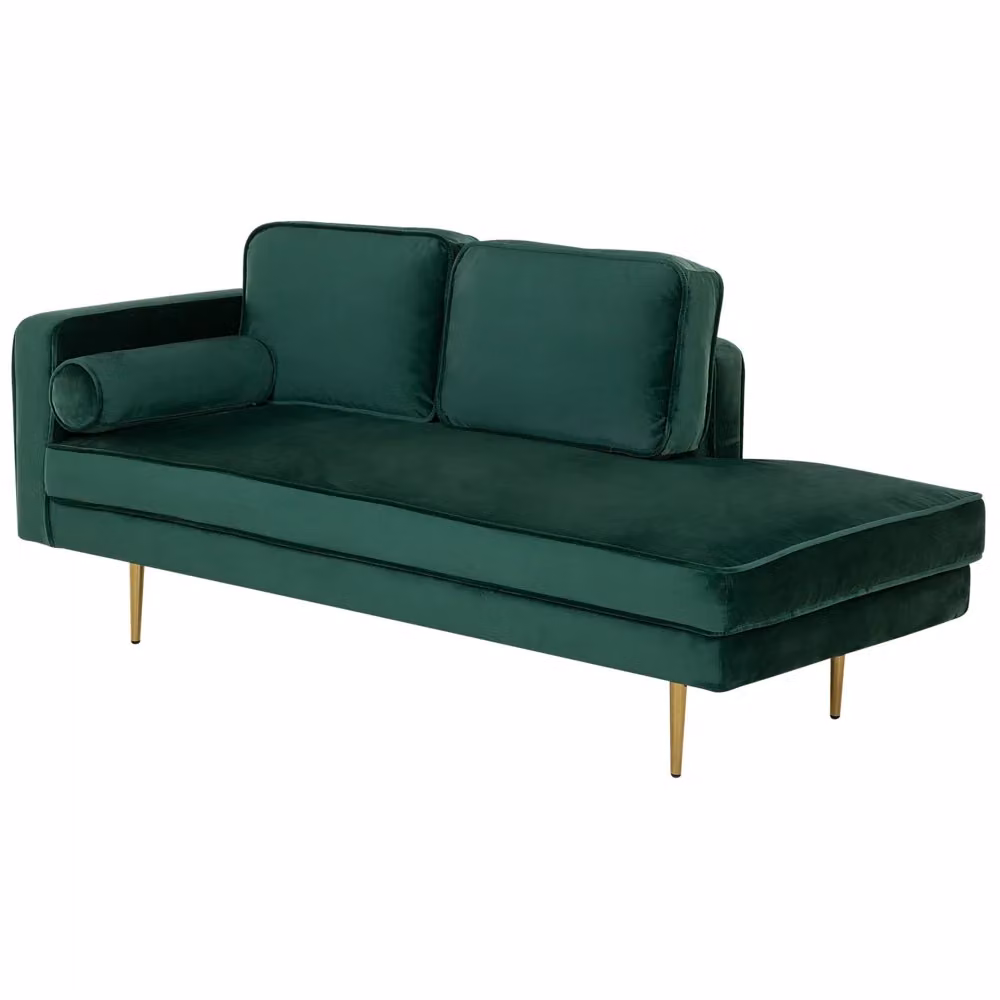 Chaise longue BELIANI in velluto verde smeraldo con orientamento a sinistra e design moderno L/P/H: 171 x 79 x 63 cm – 2