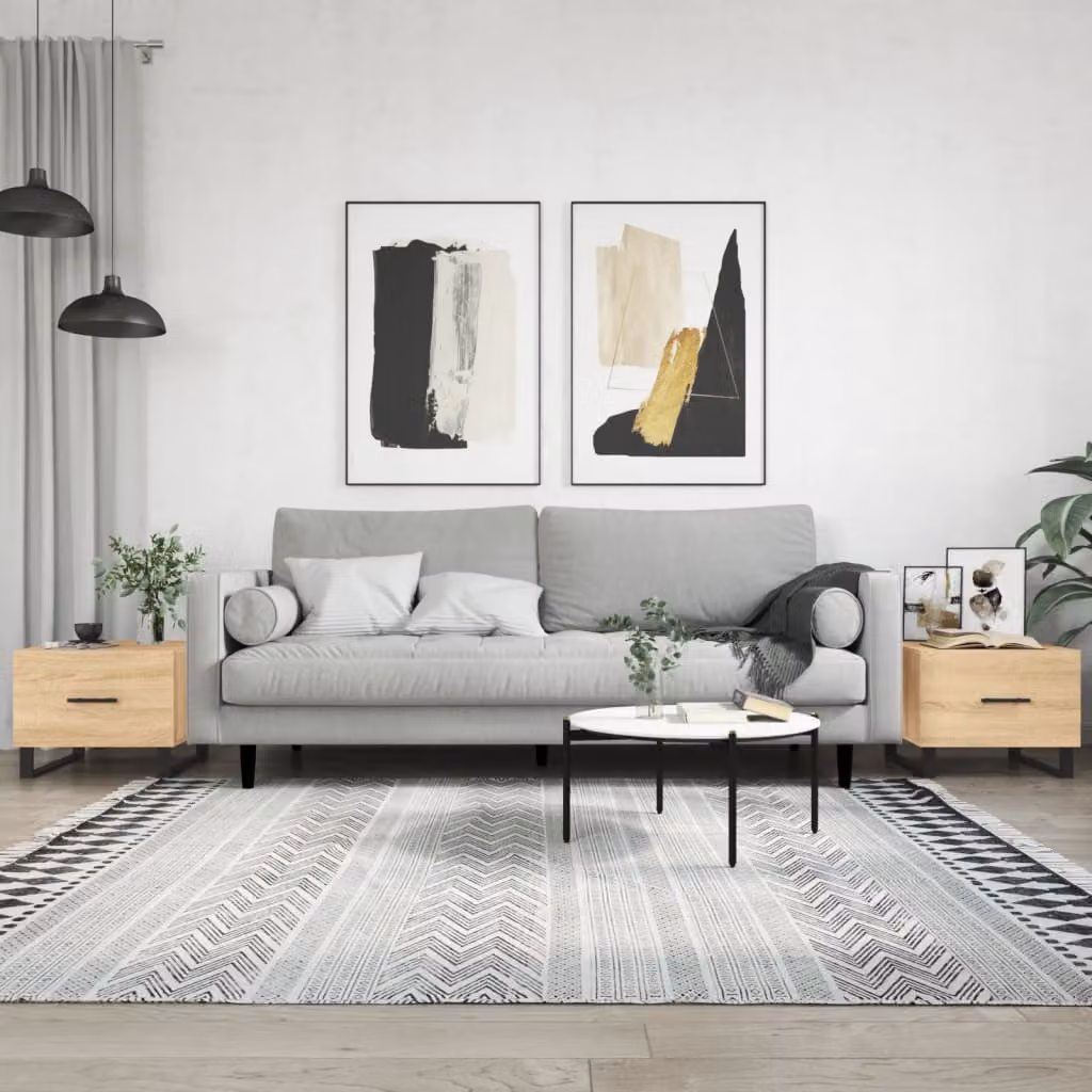 Set di 2 tavolini da salotto vidaXL in legno Rovere Sonoma, L/P/H: 50 x 50 x 40 cm