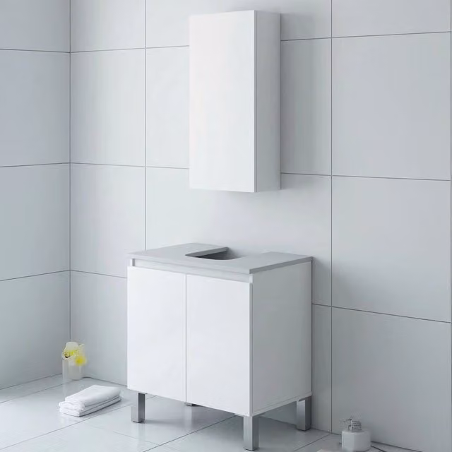 Set Mobili Bagno DMORA Vignola Moderno Bianco Lucido con Mobile Lavabo e Pensile L/P/H: 60 x 40 x 63.5 cm