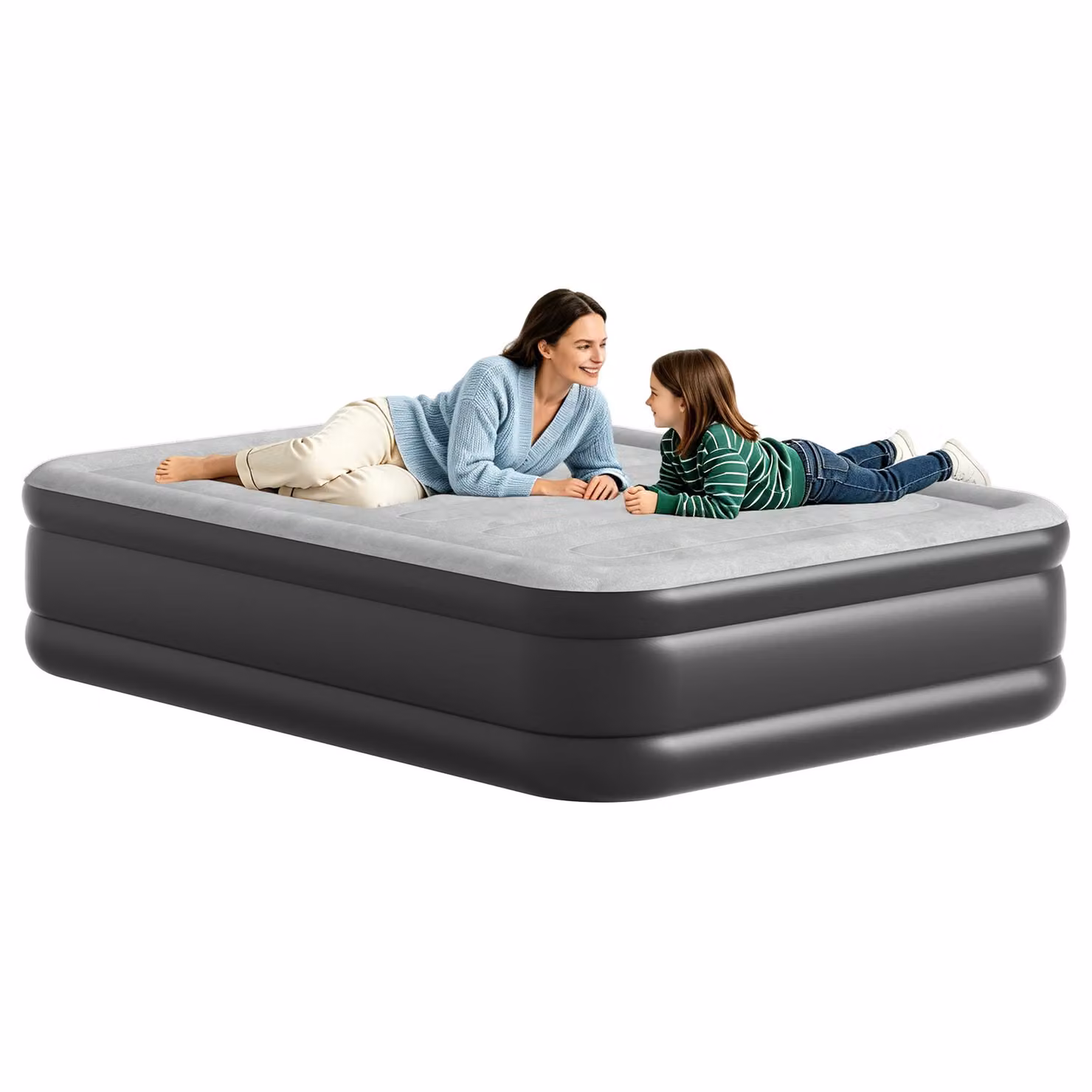Letto gonfiabile autogonfiante QEENTOE con pompa elettrica integrata, materasso gonfiabile per ospiti, ideale per campeggio e uso domestico, completo di borsa per il trasporto, capacità di carico fino a 300 kg, dimensioni 203 x 152 x 46 cm