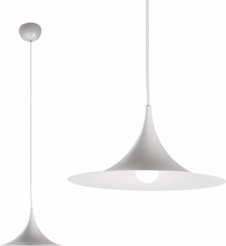 Lampada a sospensione nordica semi-minimalista in alluminio bianco per ristorante, cucina, sala da pranzo - E14, ispirata a Gubi, cavo lungo 3,8 m