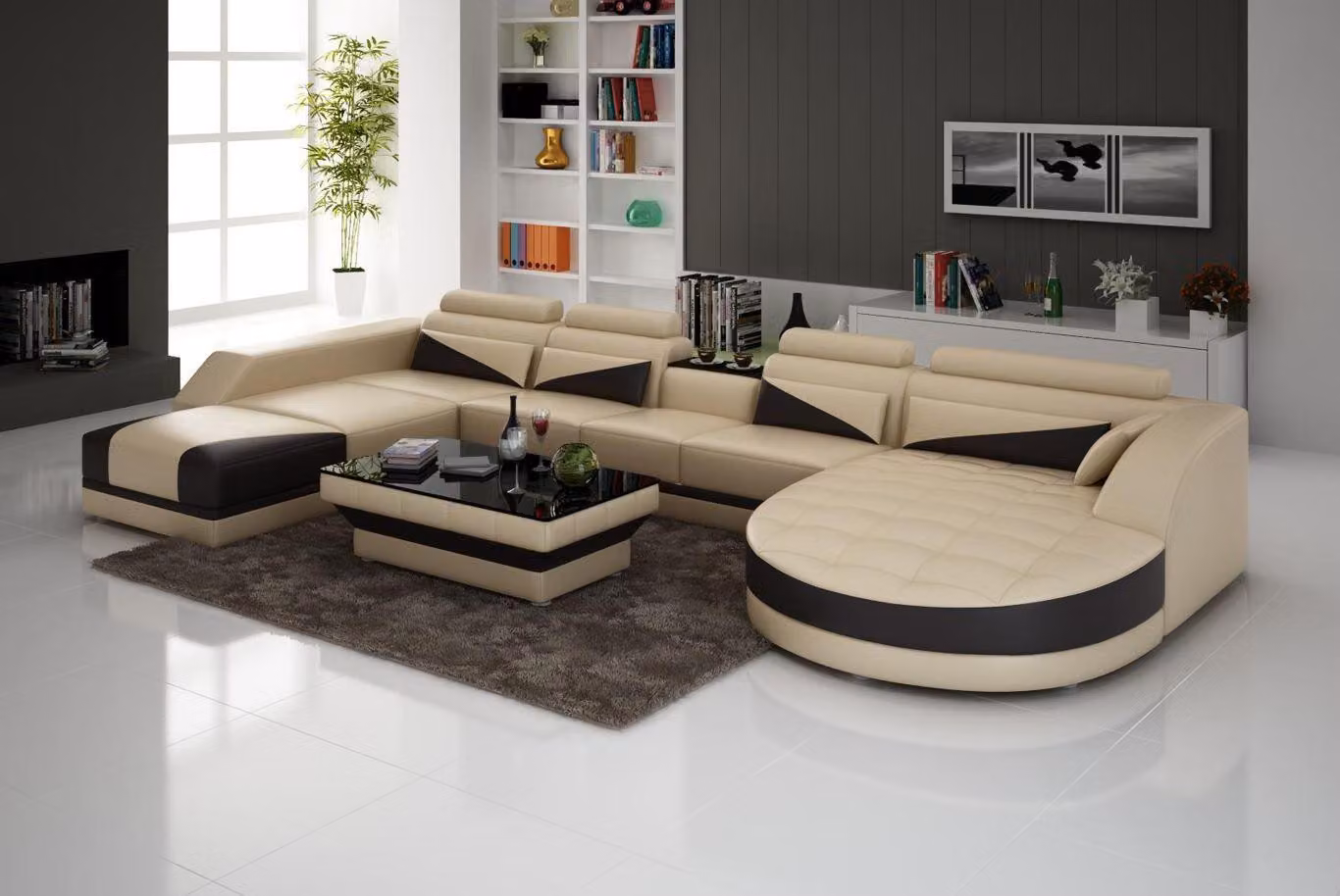 XXL Wohnlandschaft U-Form Ecksofa Sofa Couch Polster Garnitur Leder
