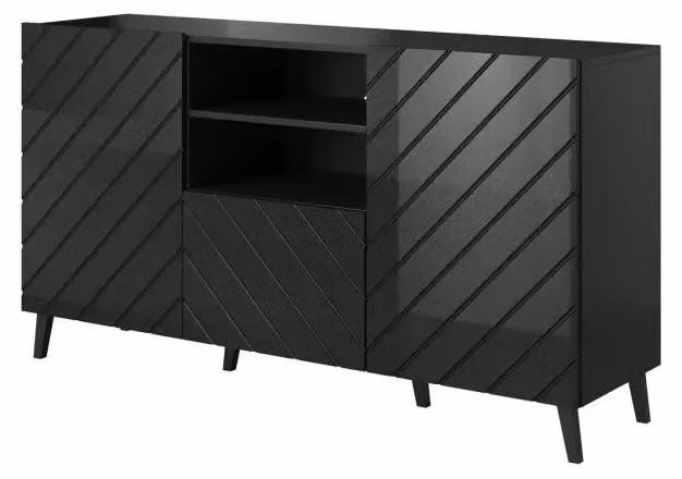 Cassettiera ABETO 150x42x82 nero lucido/nero