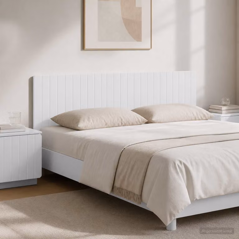 Testiera da muro vidaXL ZWOLLE in legno ingegnerizzato bianco lucido con ripiano integrato L: 180 cm, H: 50 cm, P: 15,8 cm