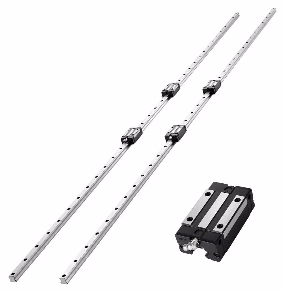 Set di guide lineari, composto da 2 pezzi - Lunghezza: 2000 mm - Diametro: 25 mm - Materiali: Acciaio al carbonio e alluminio