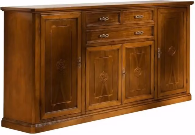 Credenzone in legno noce con intarsi e finitura bassano Mobili 2G L: 211 cm, P: 50 cm, H: 113 cm – 3