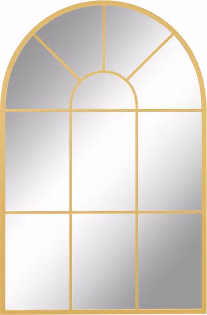 Specchio da parete ad arco HOMCOM in vetro e metallo oro dallo stile moderno, H: 60 cm, L: 91 cm, P: 2 cm