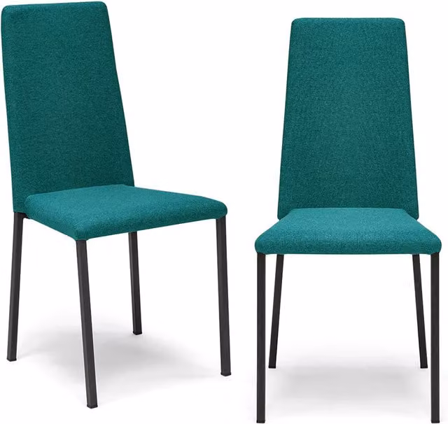 Set di 2 sedie imbottite Redokasa modello Betty Style per interni, design moderno con gambe quadre in metallo, rivestimento in tessuto morbido colore Petrolio