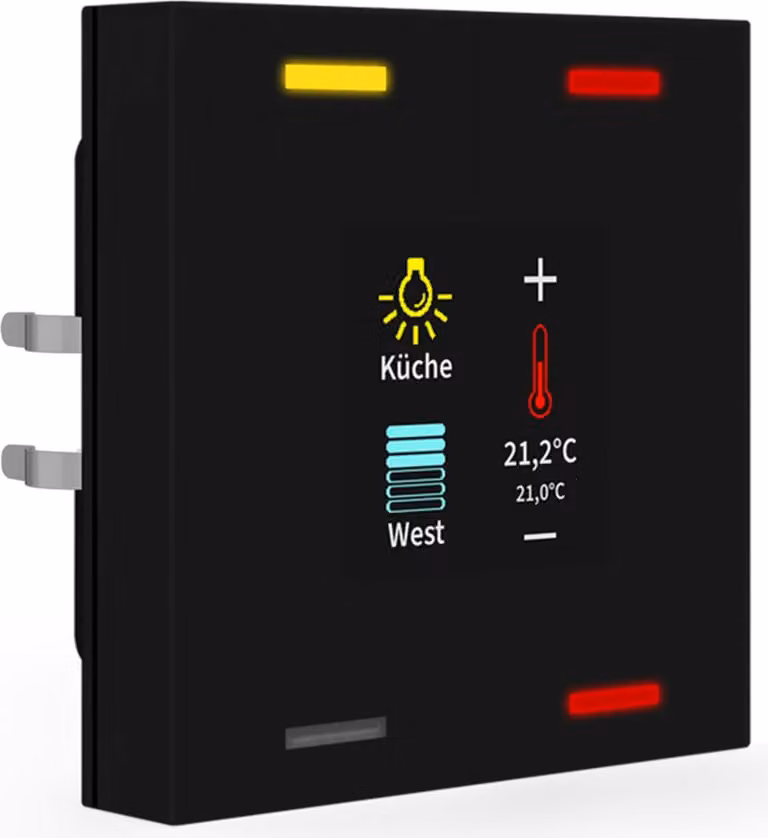 MDT KNX Pulsante Smart 55 quadruplo con display a colori e sensore T/F, nero opaco, 1 pz.