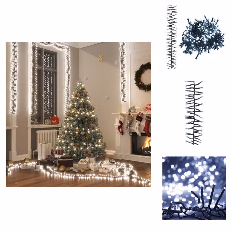 vidaXL Fata LED con 3000 LED bianco freddo 23 m PVC - Illuminazione natalizia