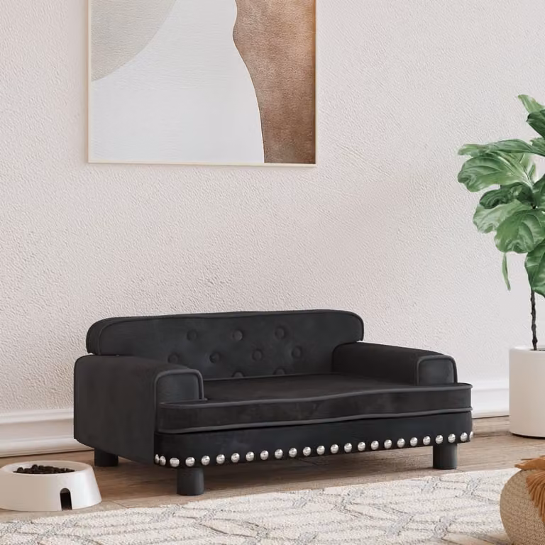 The Living Store Letto per cani nero 70x45x30 cm in velluto