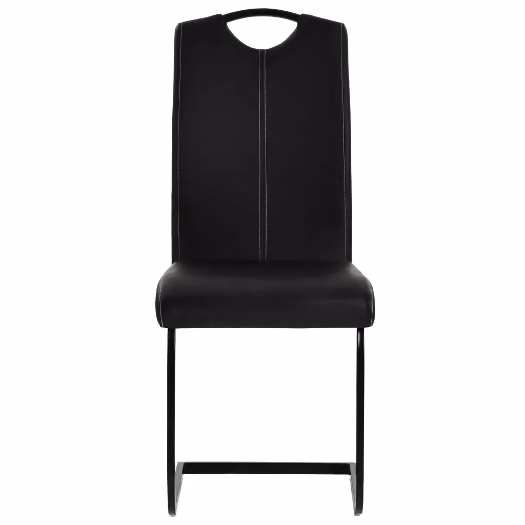 Set di 2 sedie da pranzo moderne vidaXL in similpelle nera con base a sbalzo – 2