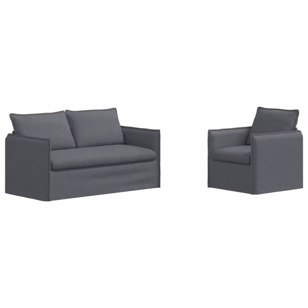 Set di 2 divani vidaXL moderni in tessuto grigio con struttura in metallo e imbottitura mista L: 196 cm, P: 82 cm, H: 85 cm – 2