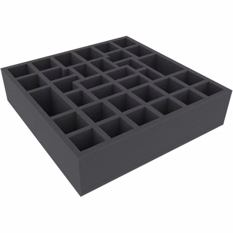 Inserto in schiuma con 34 scomparti per giochi da tavolo, 312 x 312 x 75 mm