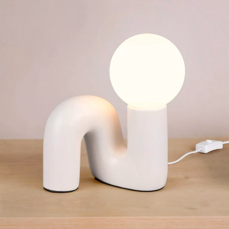 Reality Leuchten Lampada da tavolo Quinn, Alluminio / Grigio / Zincato, Soggiorno / Sala da pranzo, Ceramica, Giovanile, Lampada da tavolo