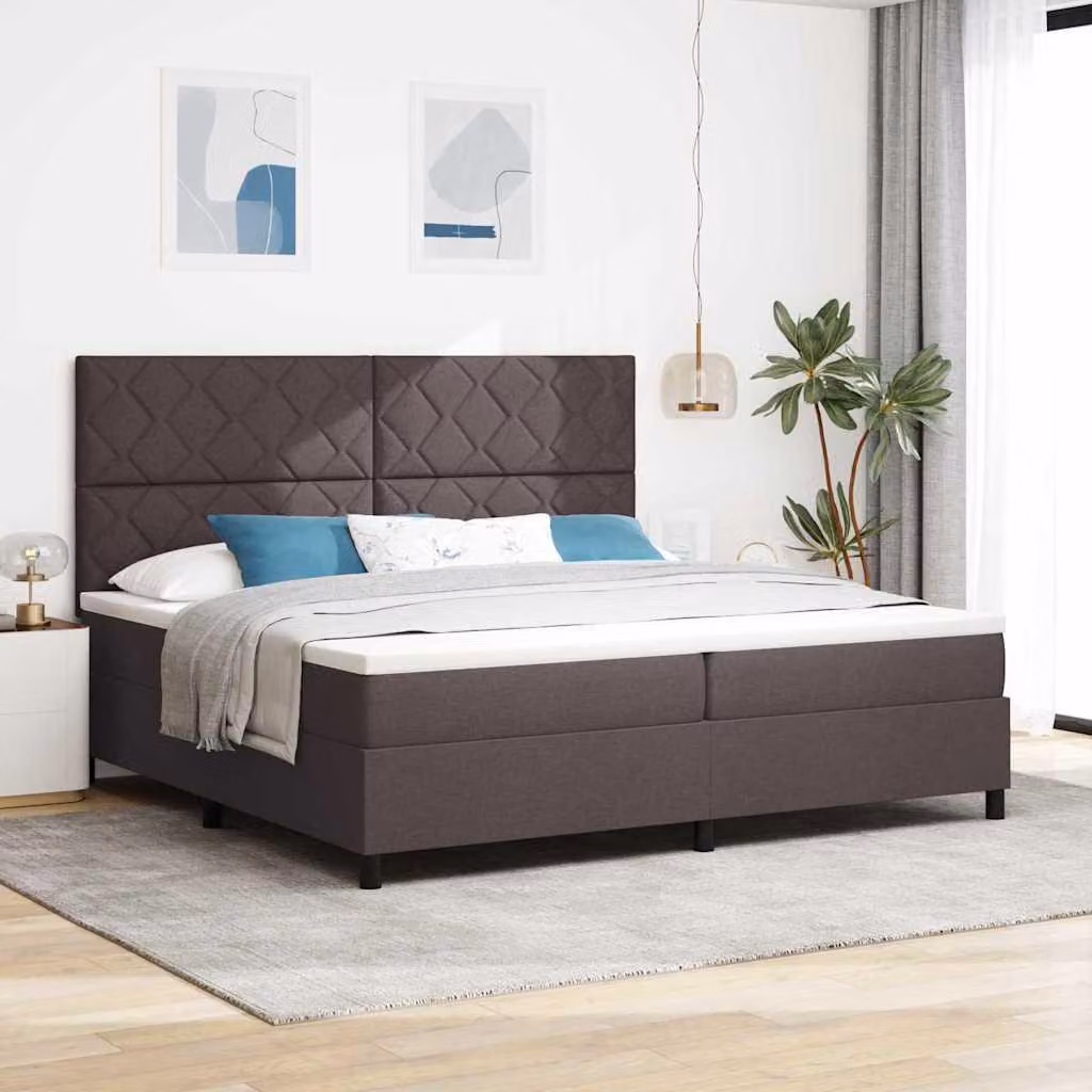Maison Exclusive - Letto boxspring con testiera, marrone scuro, 200 x 200 cm, rivestimento in tessuto