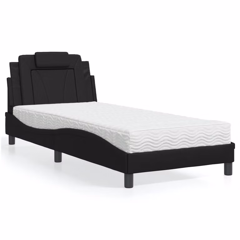 Letto Viana vidaXL con Materasso in Similpelle Nero 90x200 cm