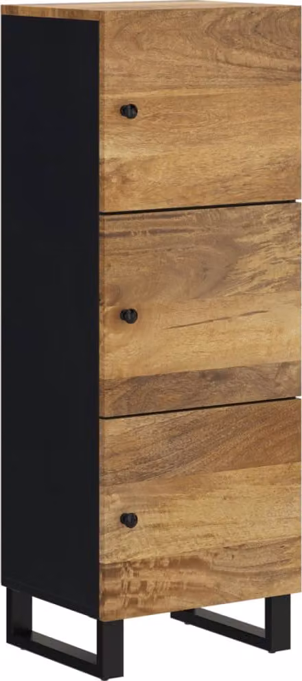 Credenza con 3 Ante 40x33x110 cm Legno Massello Mango e Ferro