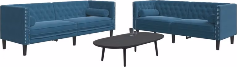 Maison Exclusive - Set divano Chesterfield a 2 posti con cuscini per il collo, in velluto blu