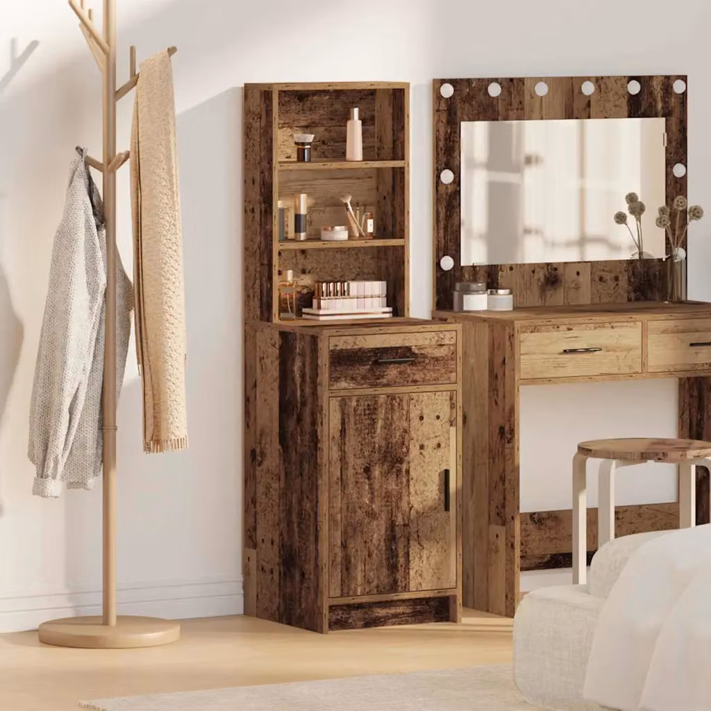 Credenza vidaXL in legno effetto vecchio marrone con ante a battente e ripiani interni L/P/H: 41 x 40 x 135 cm