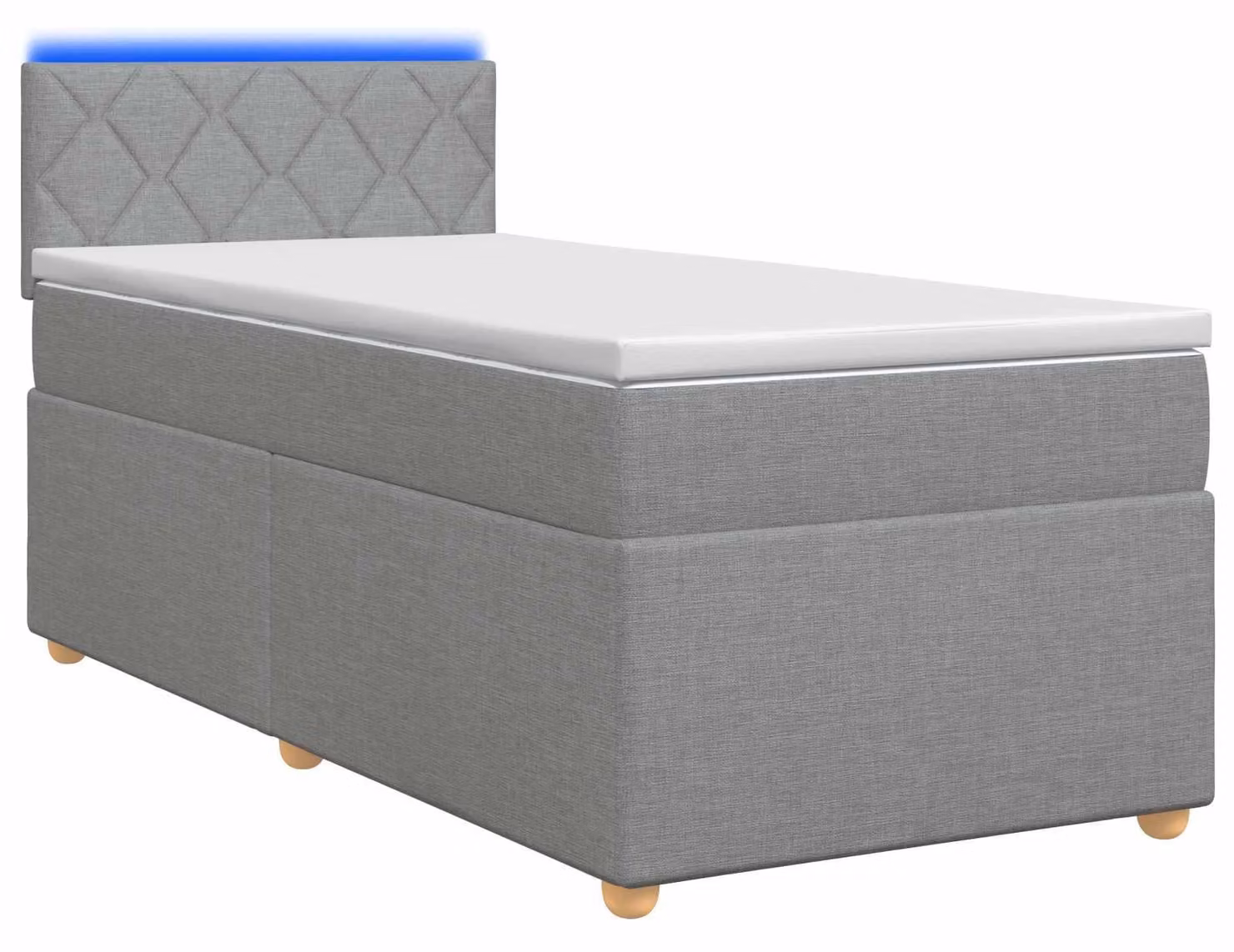 Letto a molle con materasso grigio chiaro 90 x 190 cm in tessuto