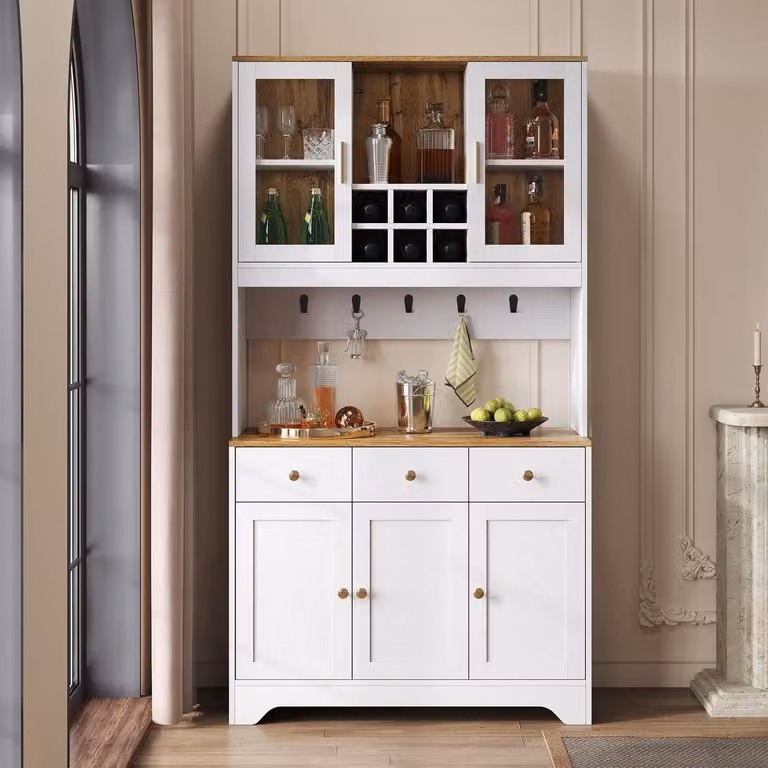 Mobile contenitore alto, finitura effetto legno bianco, dimensioni 94,5 x 30 x 175,5 cm, ideale per soggiorno o sala da pranzo