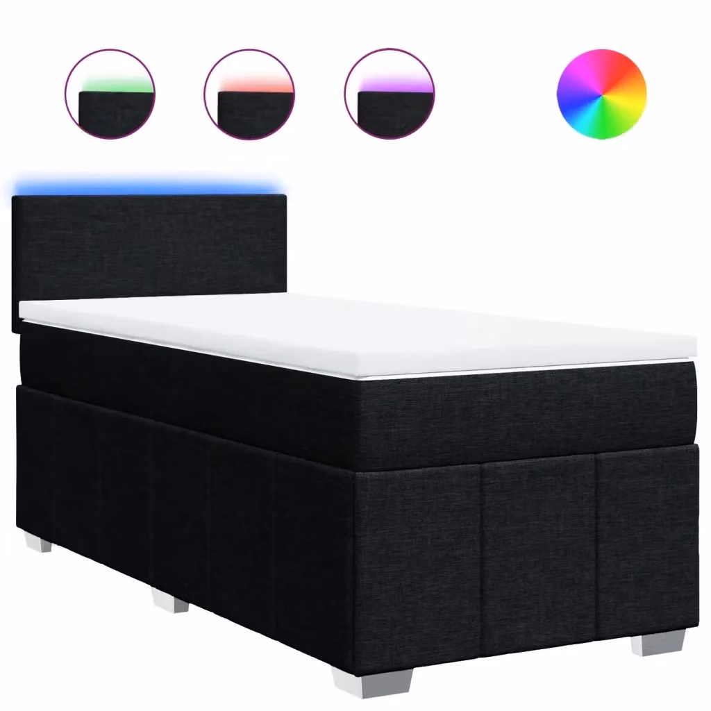 Letto Ibrido vidaXL con Materasso a Molle Insacchettate e Struttura Imbottita, L/P/H: 100 x 200 cm, Nero e Bianco – 3