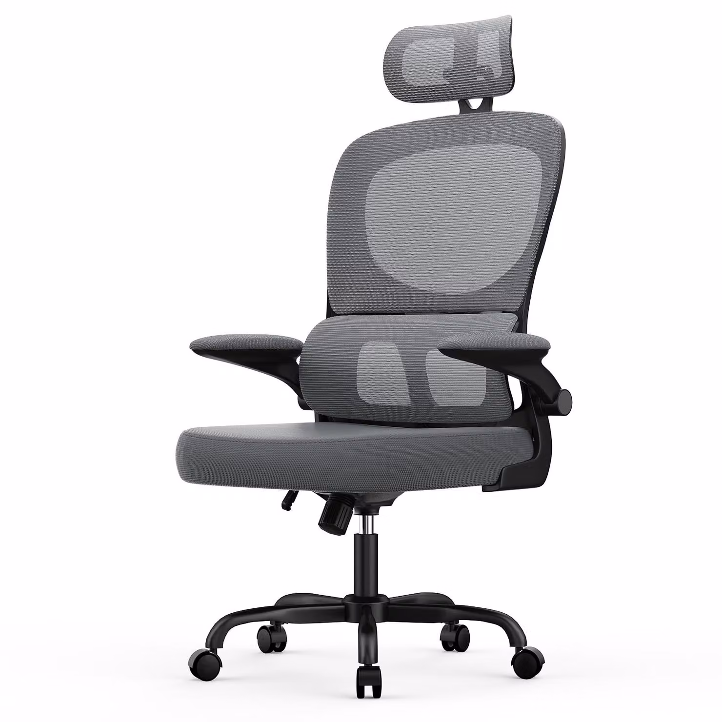 Sedia da ufficio ergonomica con poggiatesta e braccioli regolabili, schienale regolabile a 120°, supporto lombare auto-adattabile, colore nero intenso