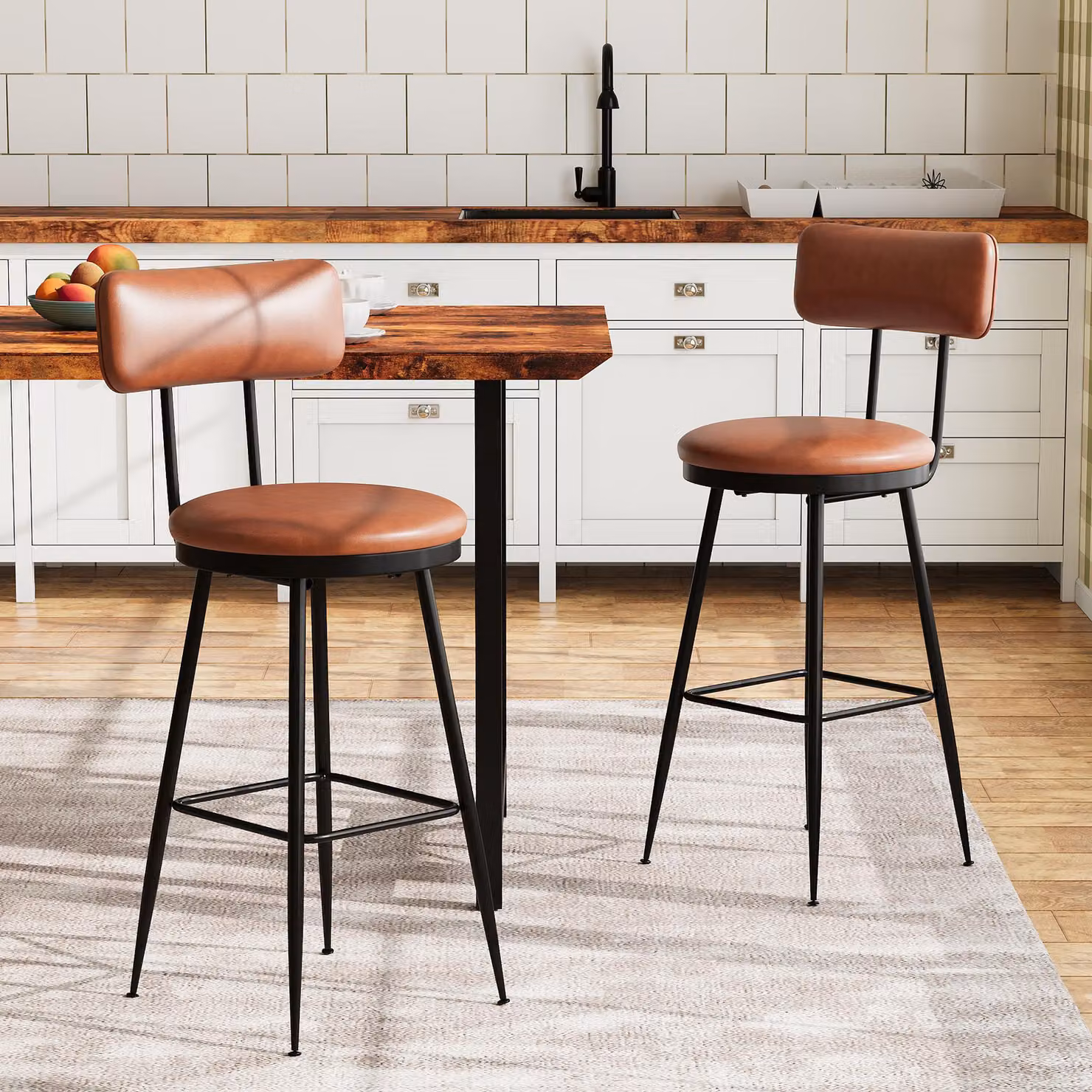 UnboxG Sedie da pranzo moderne con gambe in metallo e Finto cuoio set di 2, sedie da pranzo senza tempo per ristorante, soggiorno e sala d'attesa, elegante stile medievale (marrone)