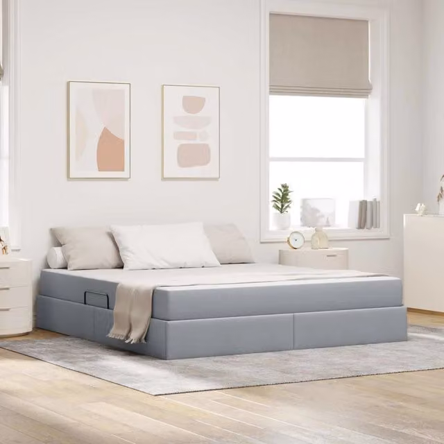 Letto con contenitore e materasso vidaXL moderno in tessuto grigio L: 160 cm, P: 200 cm, H: 204 cm