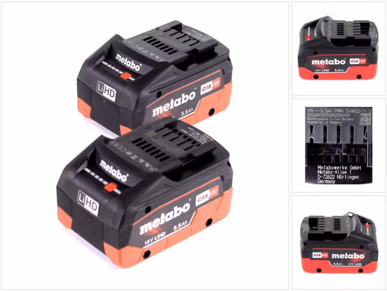 Metabo Set 18V - 2x Batterie LiHD da 5,5 Ah ( 625368000 )