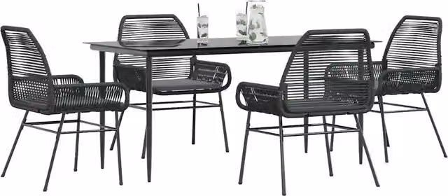 Set da Pranzo da Giardino con Cuscini 5 pz Polyrattan Vetro 3334467
