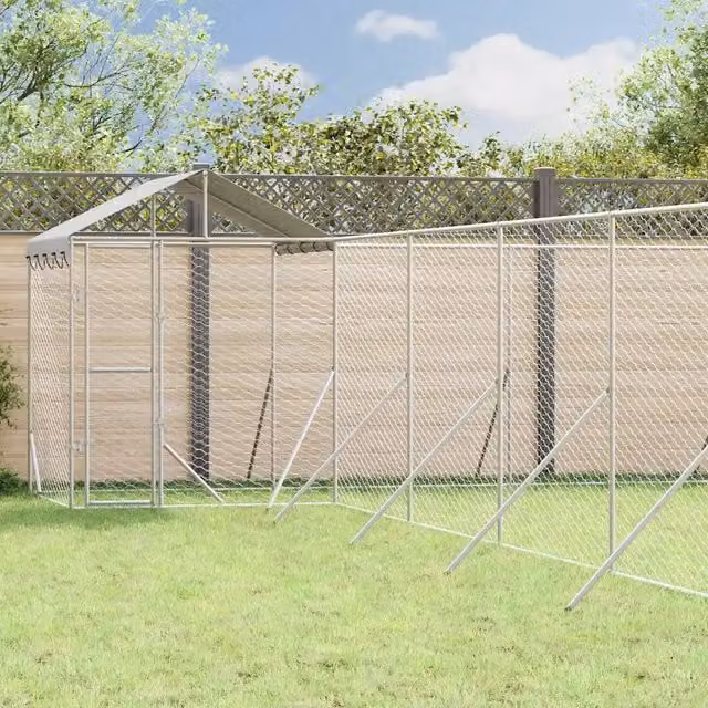 Cuccia per cani da esterno vidaXL in acciaio zincato argento resistente alle intemperie