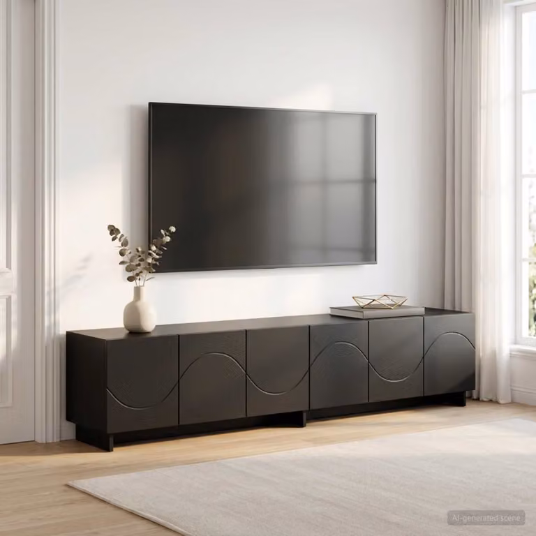 vidaXL Supporto TV moderno in legno ingegnerizzato nero L: 180 cm, P: 34,5 cm, H: 40 cm