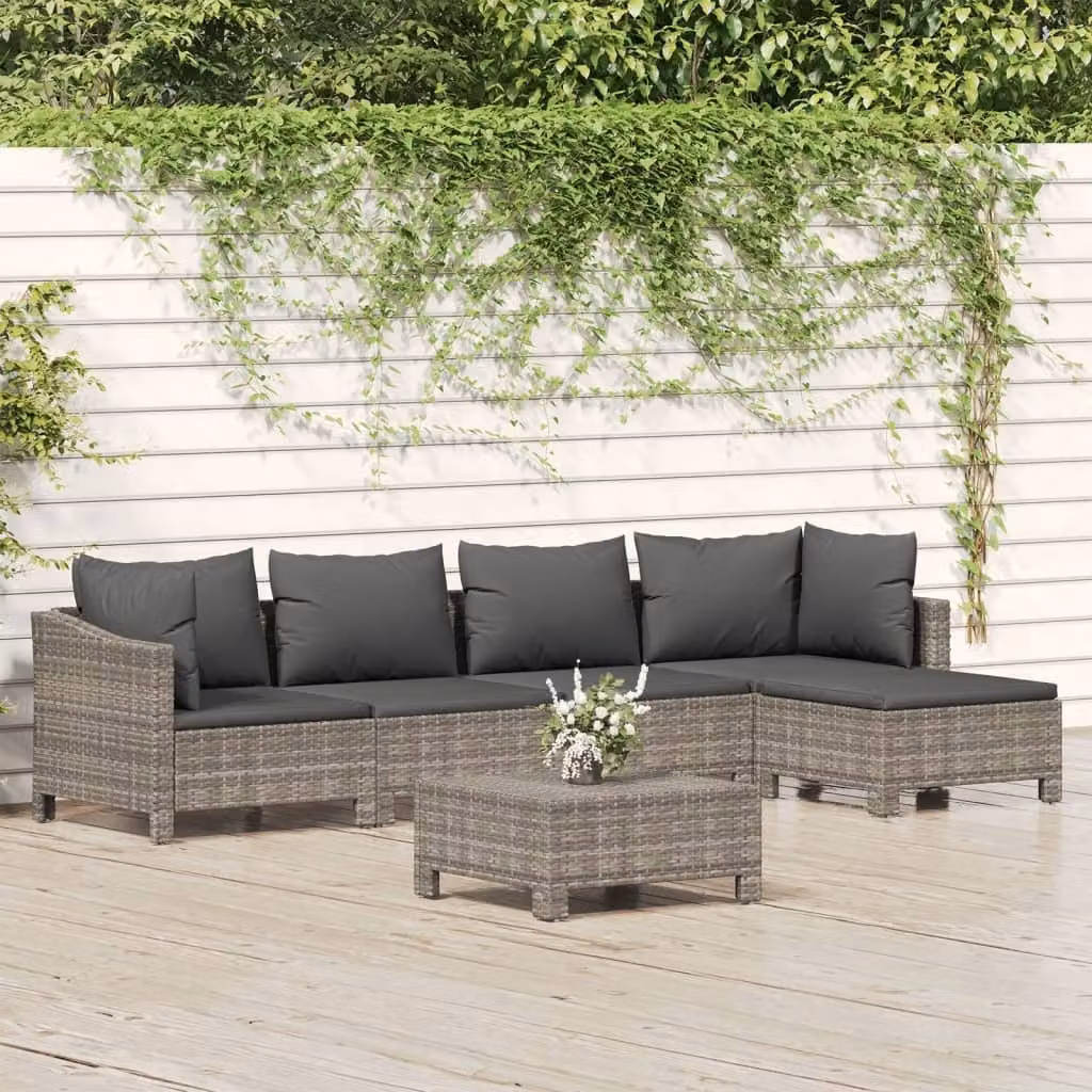 Maison Exclusive - Set Divani da Giardino 6 pz con Cuscini in Polyrattan Grigio