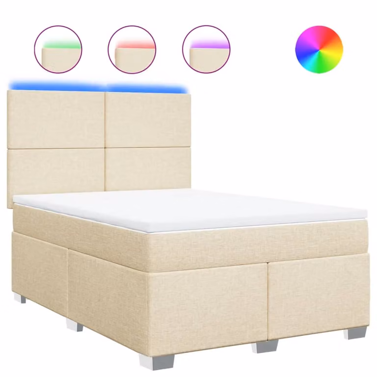 Giroletto a Molle con Materasso Crema 140x19 cm in Tessuto