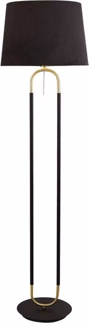 Piantana Contemporaneo Jazz Acciaio Nero Tessuto Ottone 1 Luce E27